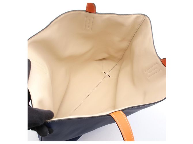 Hermès Hermes Double Sens 36 Tote Bag Orange Roh Marineblau - Ansicht 3