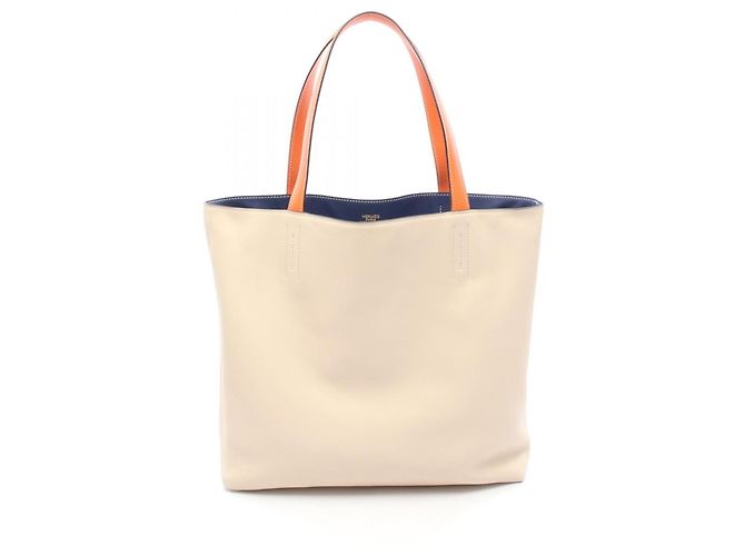 Hermès Hermes Double Sens 36 Tote Bag Orange Roh Marineblau - Ansicht 6