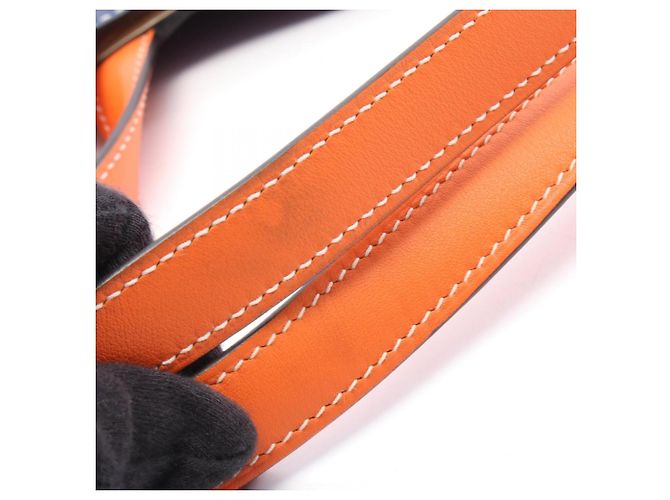 Hermès Hermes Double Sens 36 Tote Bag Orange Roh Marineblau - Ansicht 7