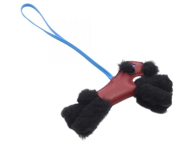 Hermès Buddy Charm Schwarz Blau Bordeaux Lammleder - Ansicht 2