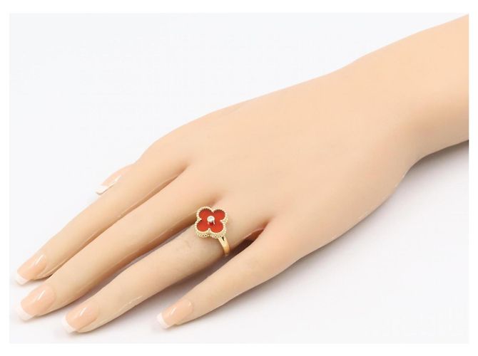 Van Cleef & Arpels Vintage Alhambra Karneol 1PD Ring Rot Golden - Ansicht 8