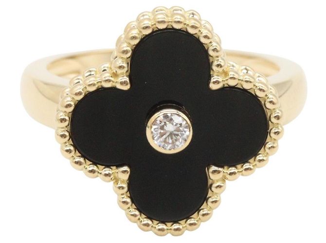 Van Cleef & Arpels Vintage Alhambra Onyx Ring Schwarz Golden - Ansicht 2