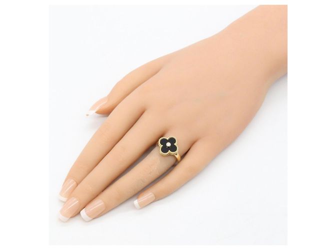 Van Cleef & Arpels Vintage Alhambra Onyx Ring Schwarz Golden - Ansicht 8