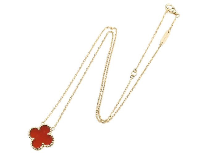 Van Cleef & Arpels Vintage Alhambra Karneol Halskette Rot Golden - Ansicht 2