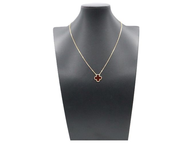 Van Cleef & Arpels Vintage Alhambra Karneol Halskette Rot Golden - Ansicht 6