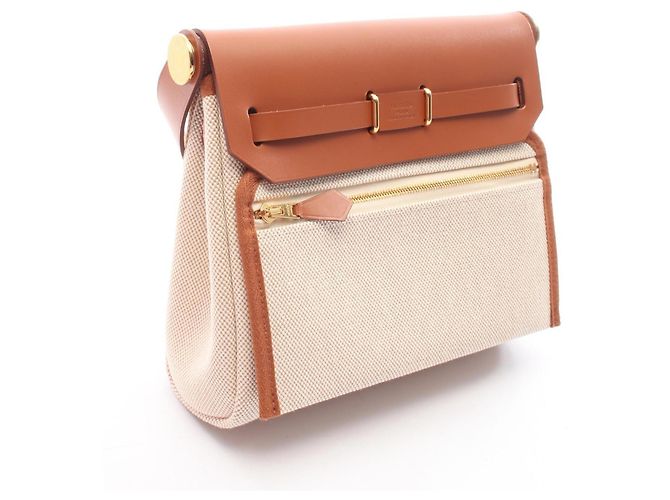 Hermès Bolso de hombro Hermes Herbag Zip Mini Castaño Beige Crudo - vista 2