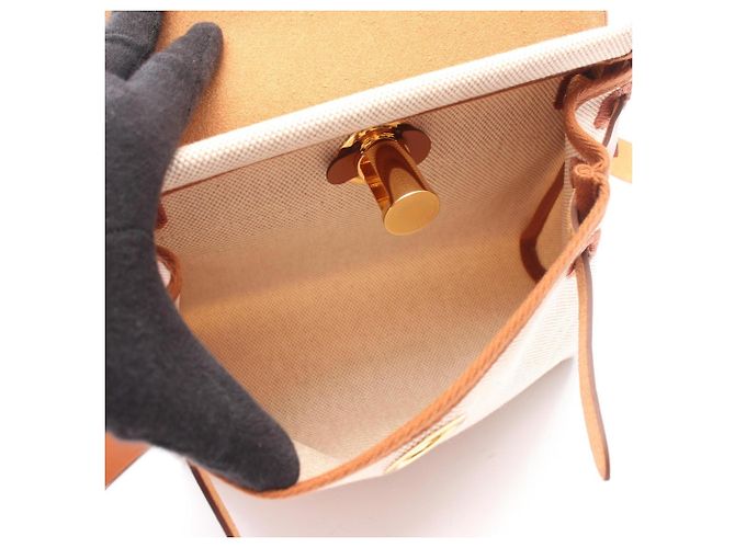 Hermès Bolso de hombro Hermes Herbag Zip Mini Castaño Beige Crudo - vista 3