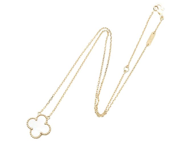 Van Cleef & Arpels Vintage Alhambra Halskette aus Perlmutt Weiß Golden - Ansicht 2