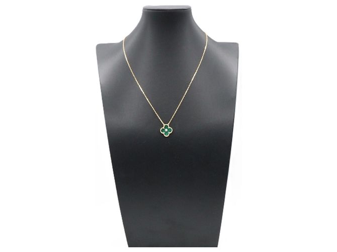 Van Cleef & Arpels Vintage Alhambra Malachit Halskette Golden Grün - Ansicht 6