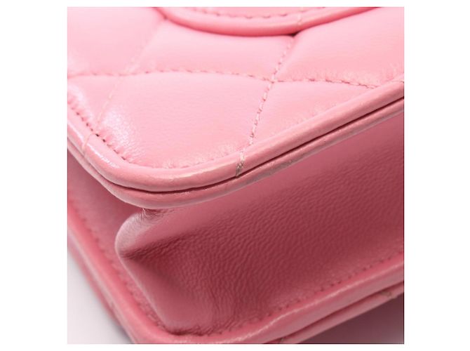 Borsa Chanel Matelassé in pelle d'agnello rosa - vista 10