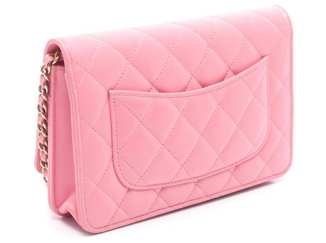 Borsa Chanel Matelassé in pelle d'agnello rosa - vista 2