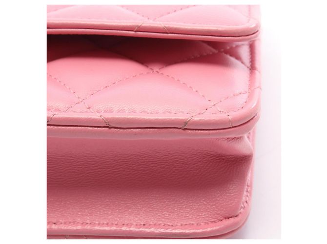 Borsa Chanel Matelassé in pelle d'agnello rosa - vista 8