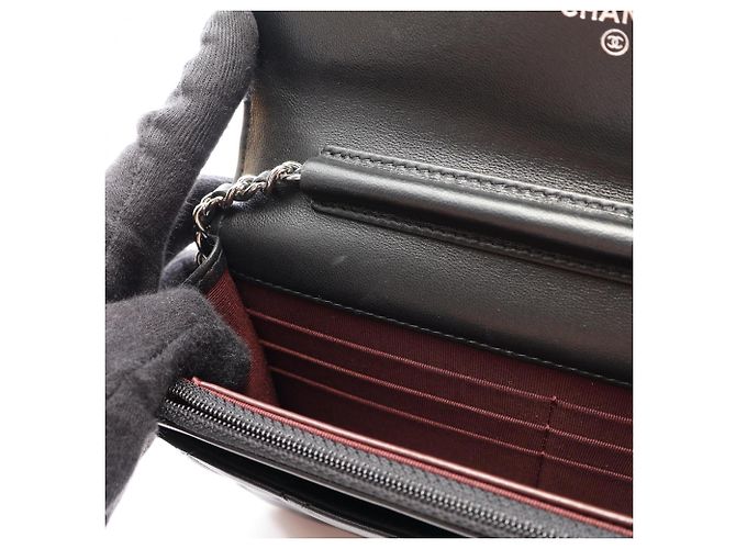 Borsa a tracolla Chanel Matelassé in pelle d'agnello nera Nero - vista 7