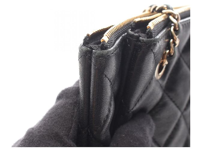 Borsa a tracolla Chanel Matelassé in pelle d'agnello nera Nero - vista 10