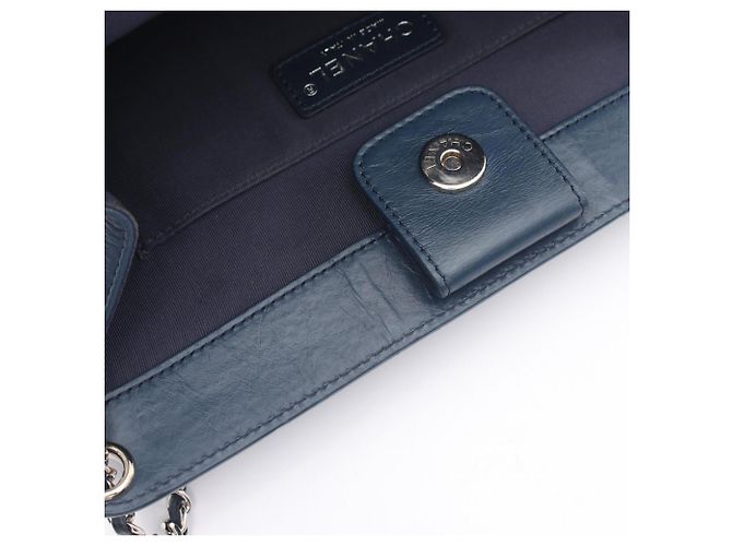 Borsa a tracolla Chanel Matelassé in pelle blu - vista 15