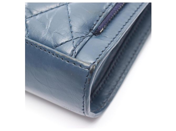 Borsa a tracolla Chanel Matelassé in pelle blu - vista 6