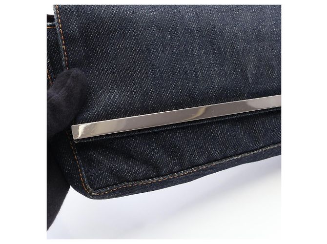 Fendi Schultertasche aus Denim-Leder Braun Marineblau - Ansicht 10