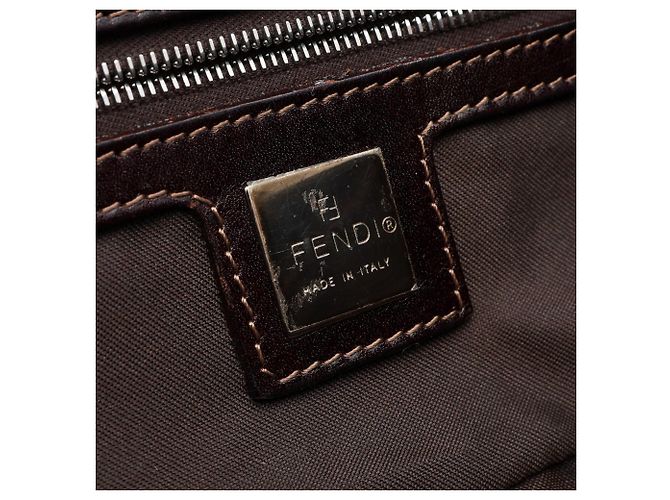 Fendi Schultertasche aus Denim-Leder Braun Marineblau - Ansicht 4