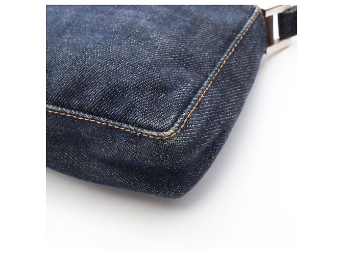 Fendi Schultertasche aus Denim-Leder Braun Marineblau - Ansicht 9