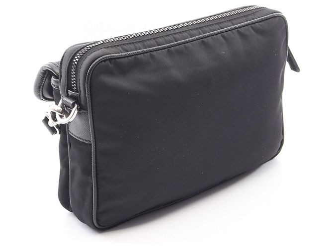 Saffiano Bolsa de Ombro Prada Re-Nylon Preto - vista 2