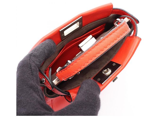 Borsa Fendi Micro Peekaboo 2-Way Rosso Multicolore - vista 3