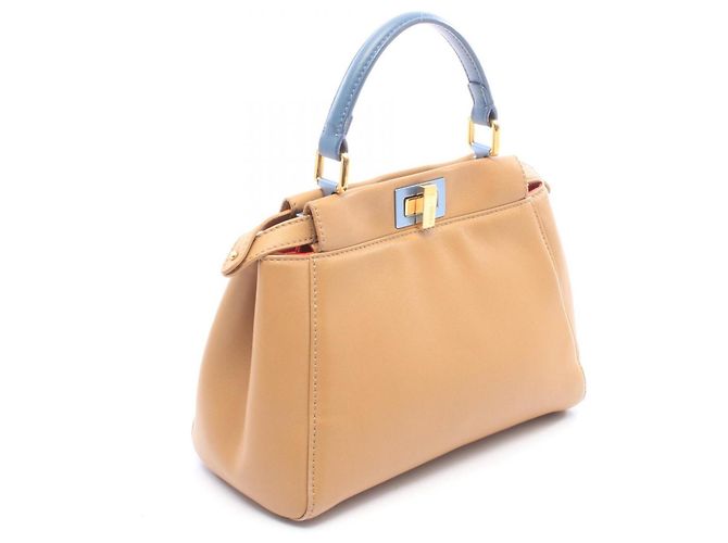 Borsa Fendi Mini Peekaboo 2-Way Marrone Blu - vista 2