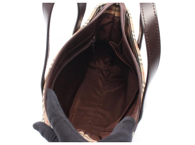 Burberry Nova Check Handtasche Braun Mehrfarben Beige - Ansicht 3