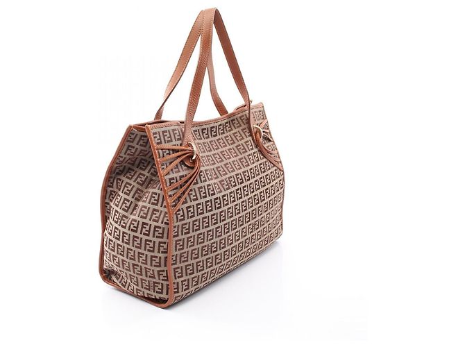 Fendi Zucchino Tote Bag Braun Beige - Ansicht 2