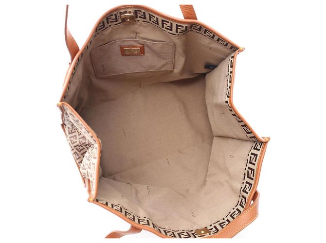 Fendi Zucchino Tote Bag Braun Beige - Ansicht 3