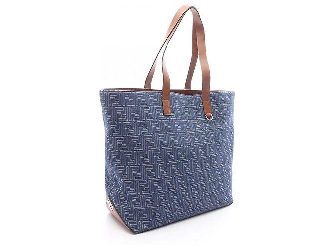 Bolso Shopping Fendi FF Medium Castaño Azul - vista 2