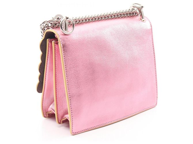 Borsa a tracolla Fendi Mini Kan I Metallic in rosa - vista 2