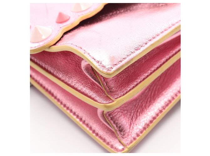 Borsa a tracolla Fendi Mini Kan I Metallic in rosa - vista 6
