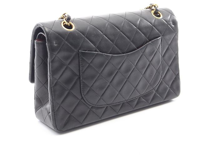 Borsa a tracolla Chanel Matelassé Double Flap in pelle d'agnello nera Nero - vista 2