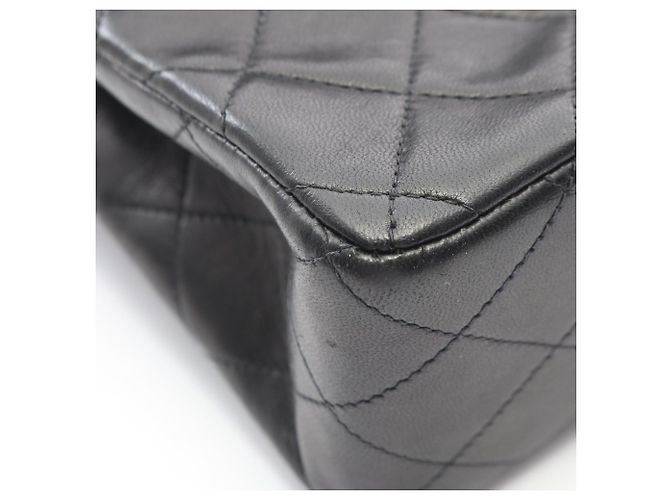 Borsa a tracolla Chanel Matelassé Double Flap in pelle d'agnello nera Nero - vista 7