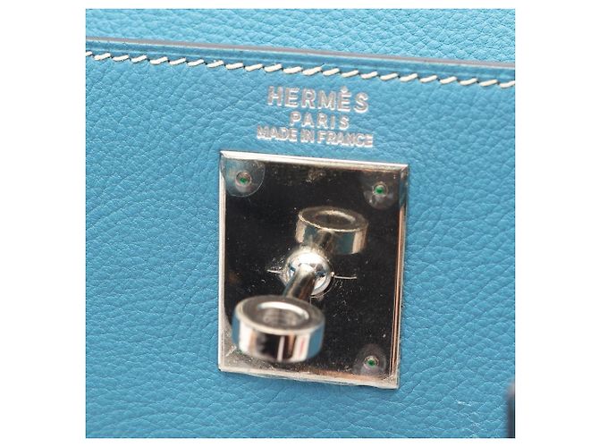 Hermès Zaino/Borsa Hermes Kelly Ad GM in Blue Jean - vista 12