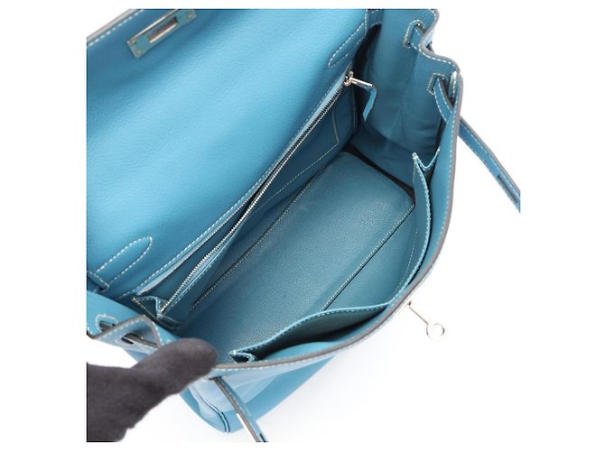 Hermès Zaino/Borsa Hermes Kelly Ad GM in Blue Jean - vista 3