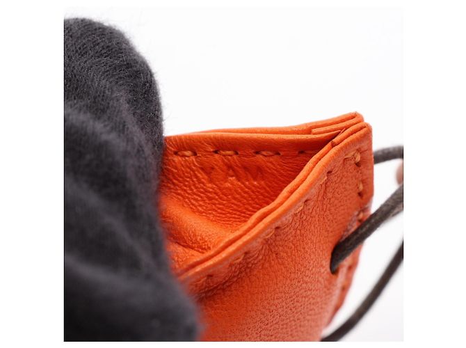 Charm Hermès per borsa in pelle Agneau Milo marrone rosso oro arancio D'oro Arancione - vista 4
