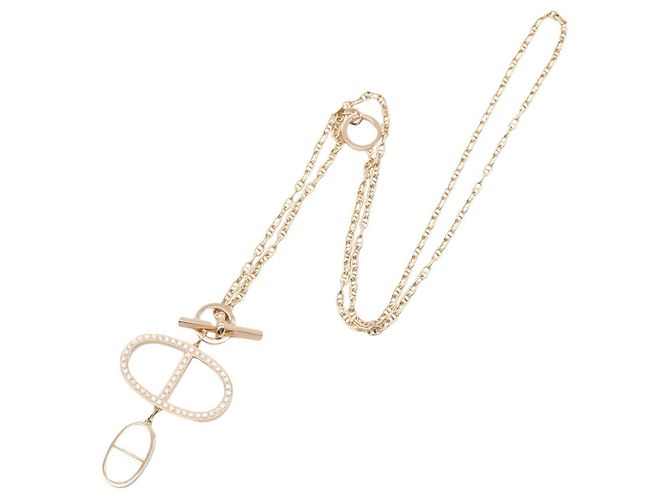 Hermès Collana Hermes Chaine d'Ancre Verso GM Nero Bianco D'oro - vista 2