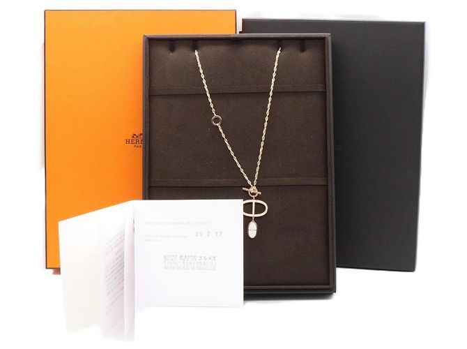 Hermès Collana Hermes Chaine d'Ancre Verso GM Nero Bianco D'oro - vista 5
