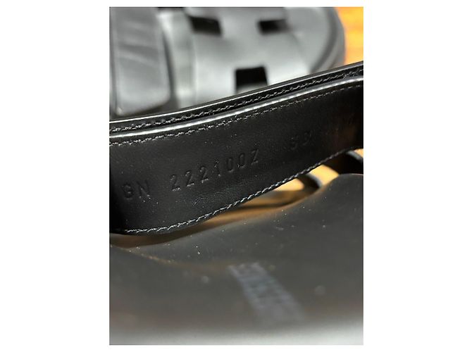 Sandali Hermès Chypre in pelle nera - 38 Nero - vista 4
