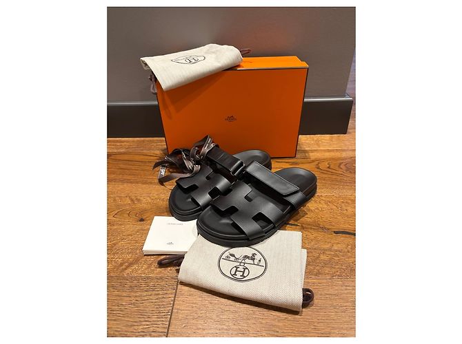 Sandali Hermès Chypre in pelle nera - 38 Nero - vista 5