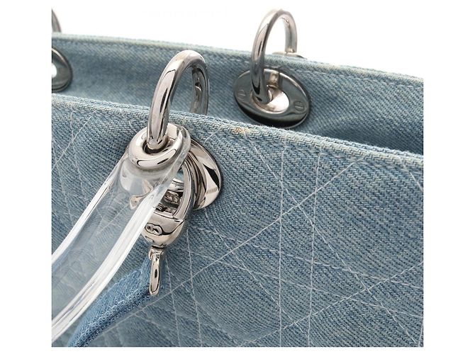 Borsa Christian Dior Lady Large Cannage Denim Blu - vista 11
