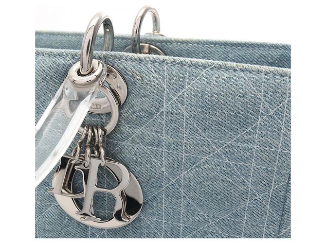 Borsa Christian Dior Lady Large Cannage Denim Blu - vista 13