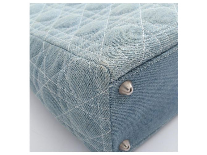 Borsa Christian Dior Lady Large Cannage Denim Blu - vista 5