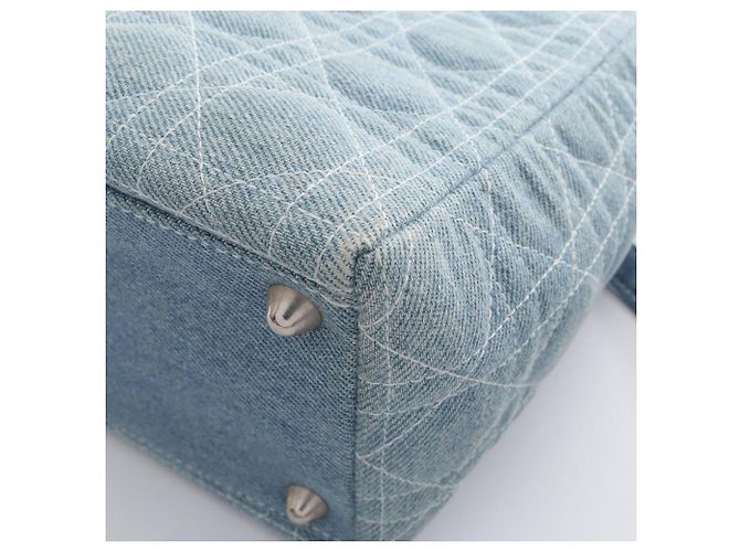 Borsa Christian Dior Lady Large Cannage Denim Blu - vista 6