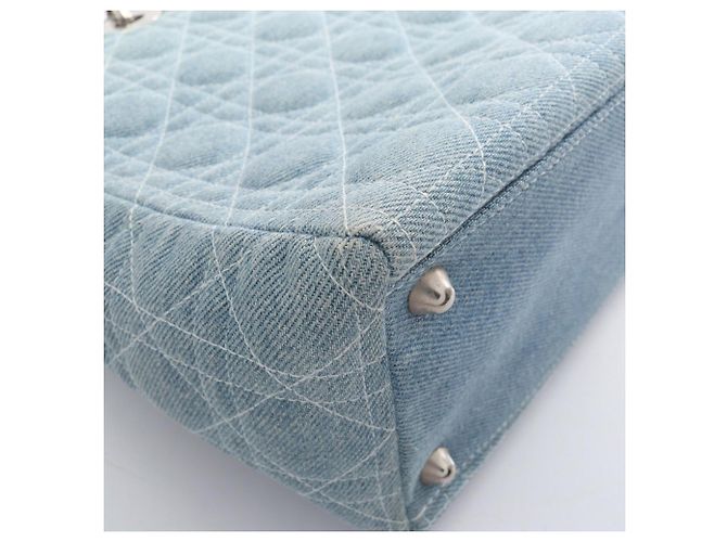 Borsa Christian Dior Lady Large Cannage Denim Blu - vista 7