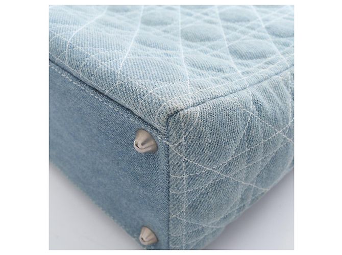 Borsa Christian Dior Lady Large Cannage Denim Blu - vista 8