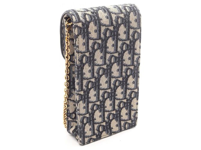 Borsa a tracolla Christian Dior Dior Oblique Vertical Saddle Pouch Beige Blu navy - vista 2