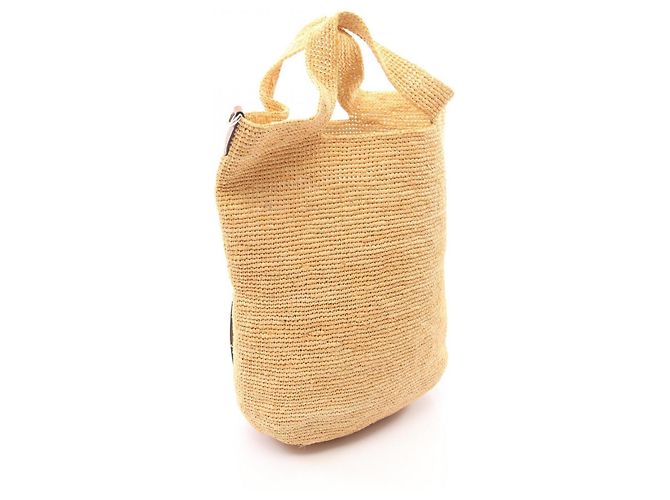 Borsa Loewe Slit in rafia e pelle marrone beige - vista 2