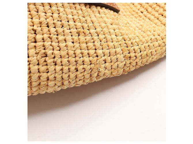 Borsa Loewe Slit in rafia e pelle marrone beige - vista 7